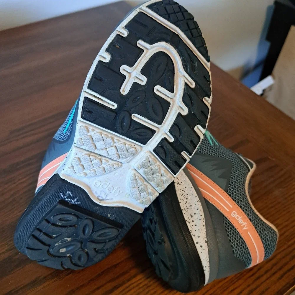 Gravity Defyer G-Defy Ion Women 9 Grey Teal Coral Walking Shoes TB9024FGP-M